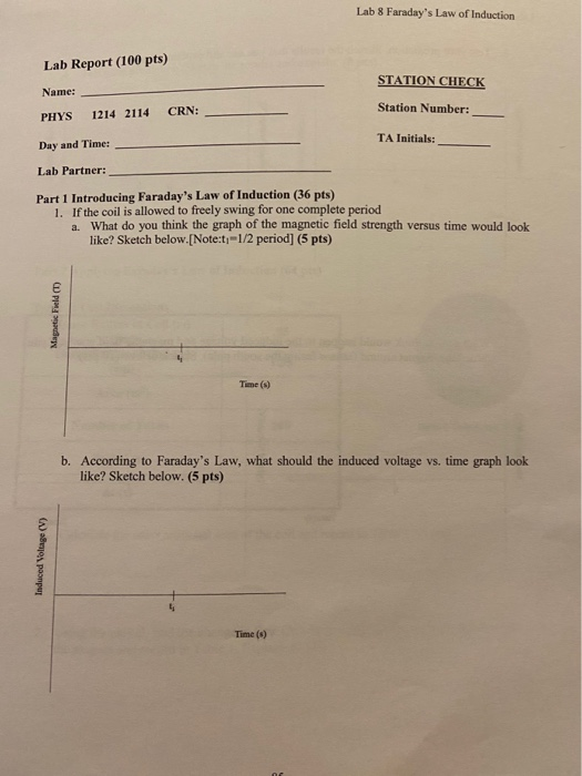 Solved Lab 8 Faraday's Law of Induction Lab Report (100 pts) | Chegg.com