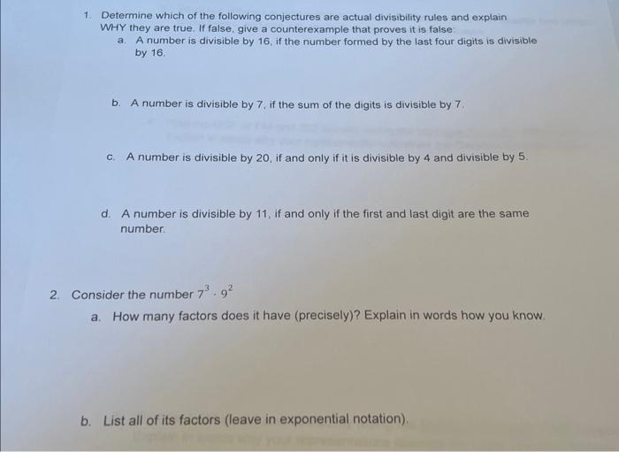 Solved 1. Determine Which Of The Following Conjectures Are | Chegg.com