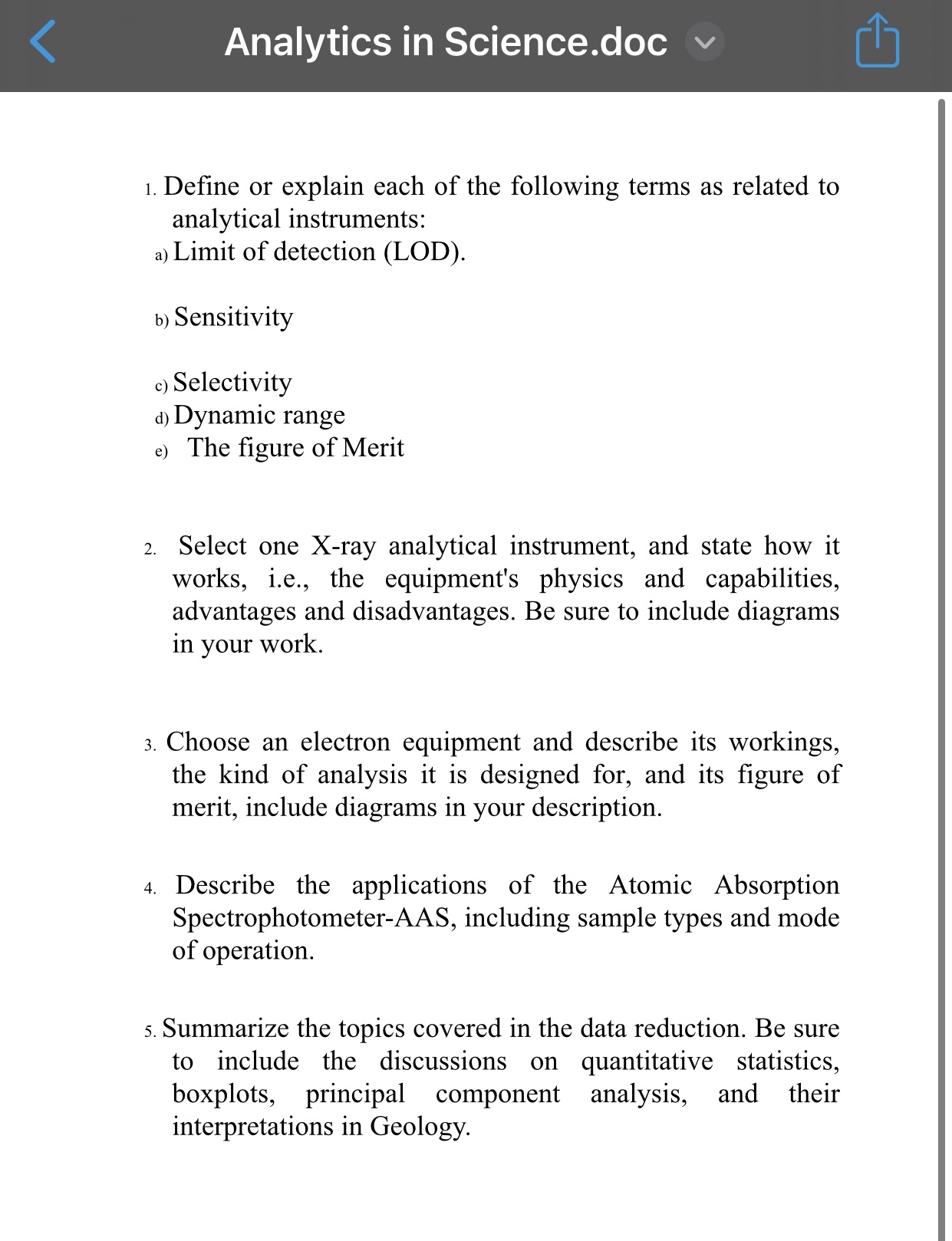 Analytics in Science.doc1.Define or explain each of | Chegg.com
