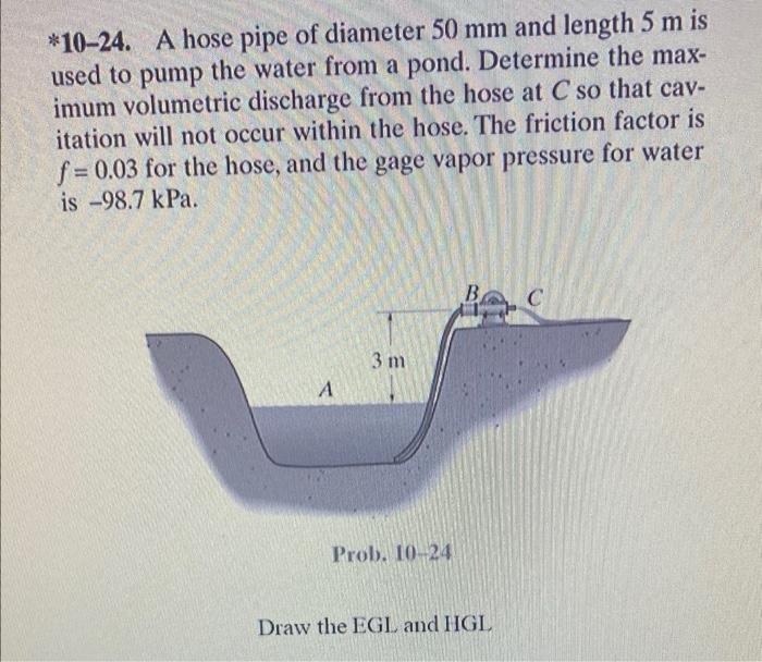 Solved *10-24. A hose pipe of diameter 50 mm and length 5 m | Chegg.com