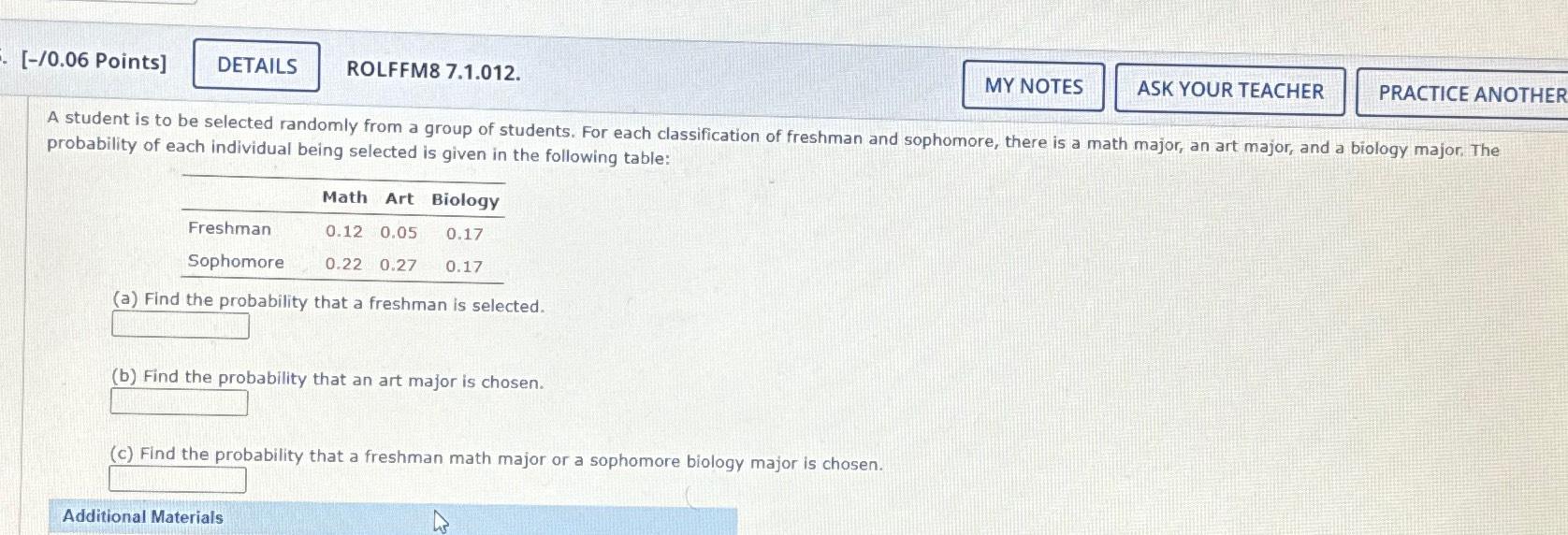 Solved Points]ROLFFM8 7.1.012.probability of each individual | Chegg.com