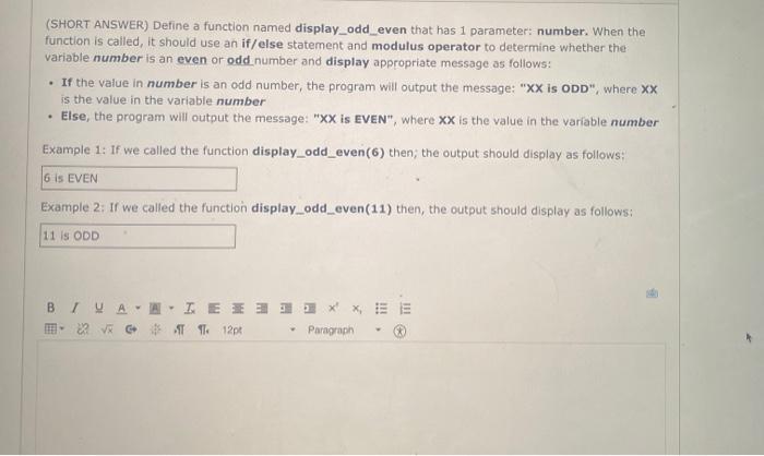 Solved (SHORT ANSWER) Define a function named | Chegg.com