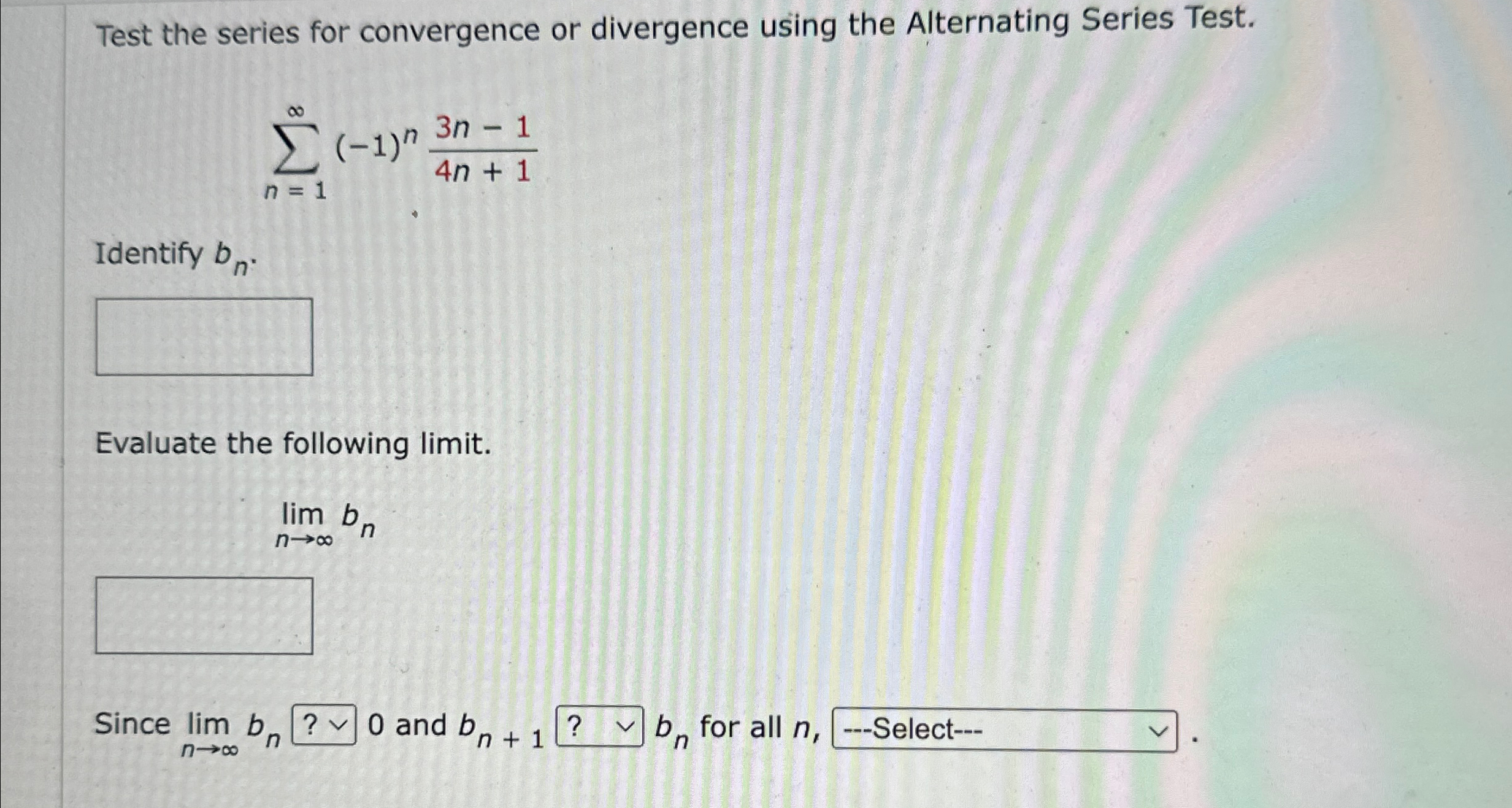 Solved Test the series for convergence or divergence using | Chegg.com