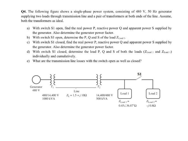 Solved Q4. The Following Figure Shows A Single-phase Power | Chegg.com