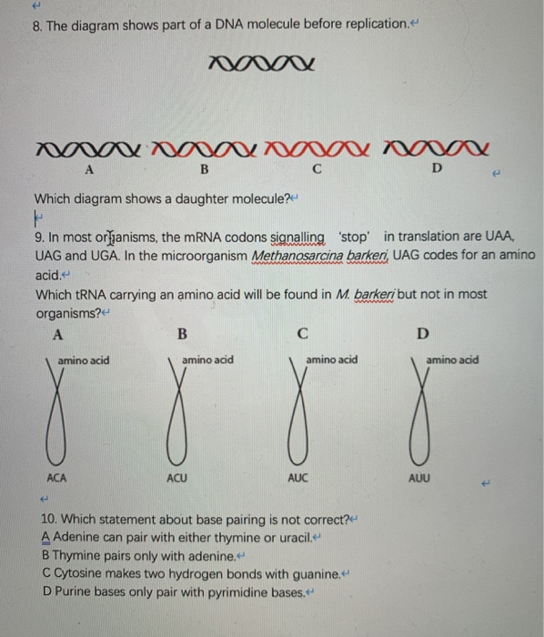 Solved 8. The diagram shows part of a DNA molecule before | Chegg.com