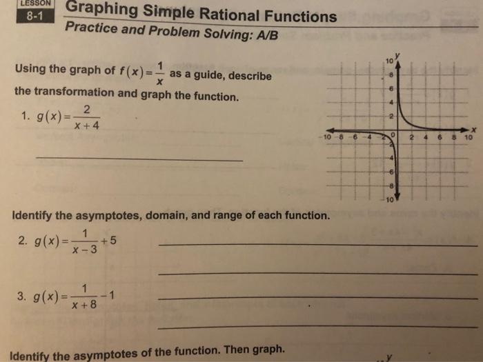 Lesson Graphing Simple Rational Functions 8 1 Chegg 