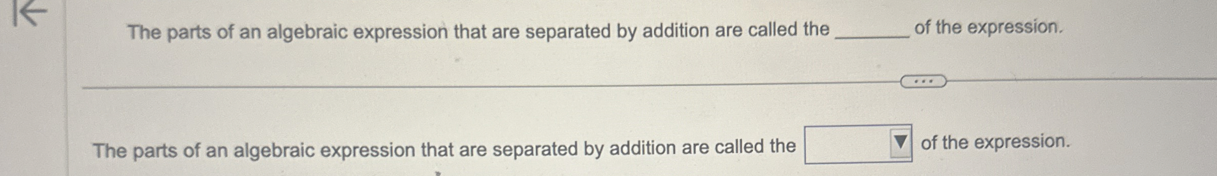 Solved The parts of an algebraic expression that are | Chegg.com