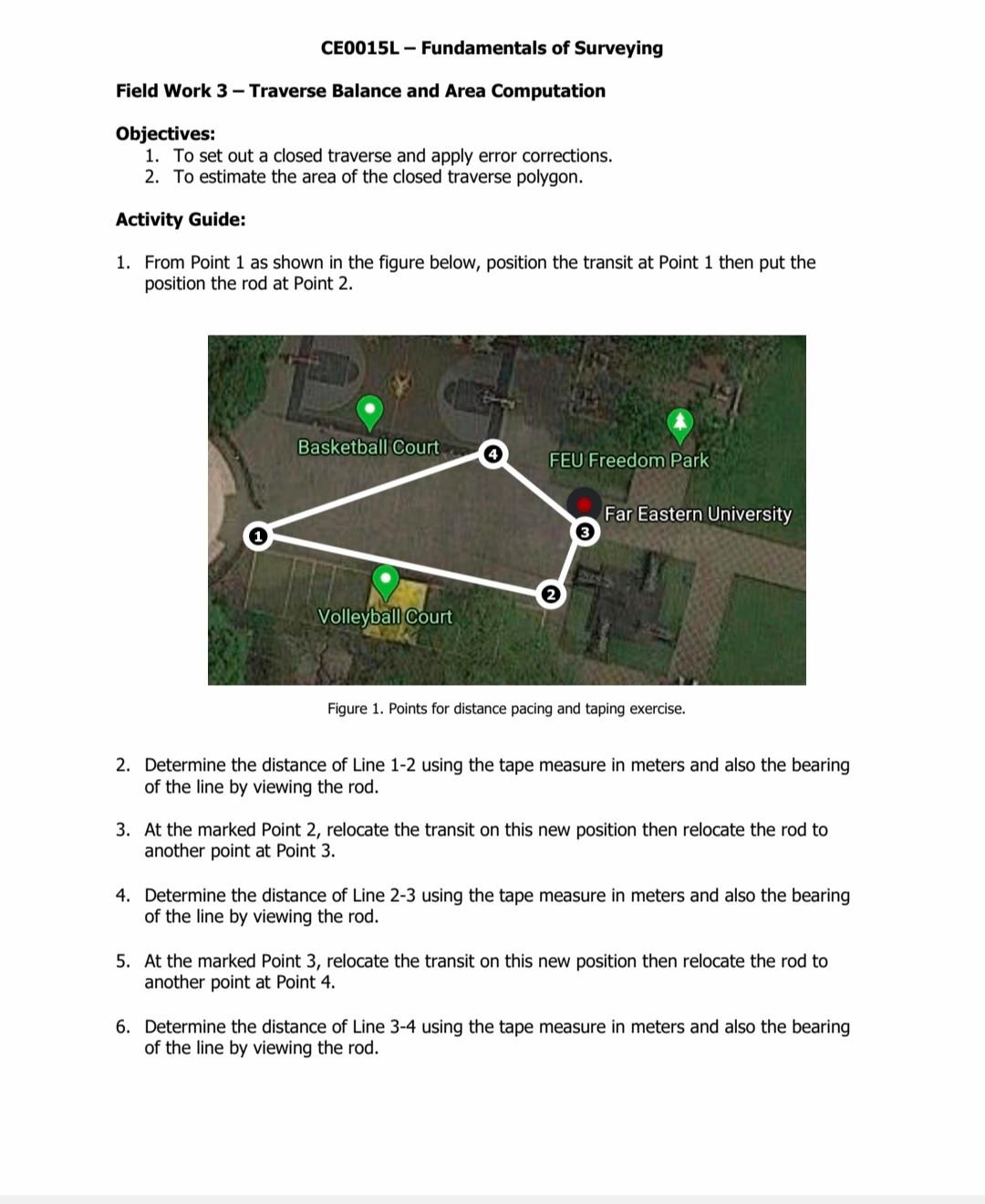 Solved CE0015L - Fundamentals Of Surveying Field Work 3 - | Chegg.com