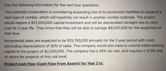 Solved Use the following information for the next four | Chegg.com
