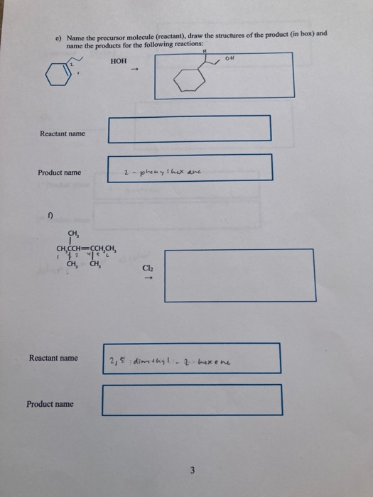 Solved CH,CCH=CCHI e) Name the precursor molecule | Chegg.com