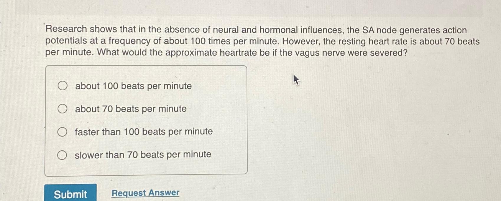Solved Research shows that in the absence of neural and | Chegg.com