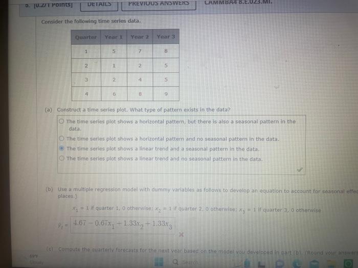 Solved Consider the following time series data. (a) | Chegg.com