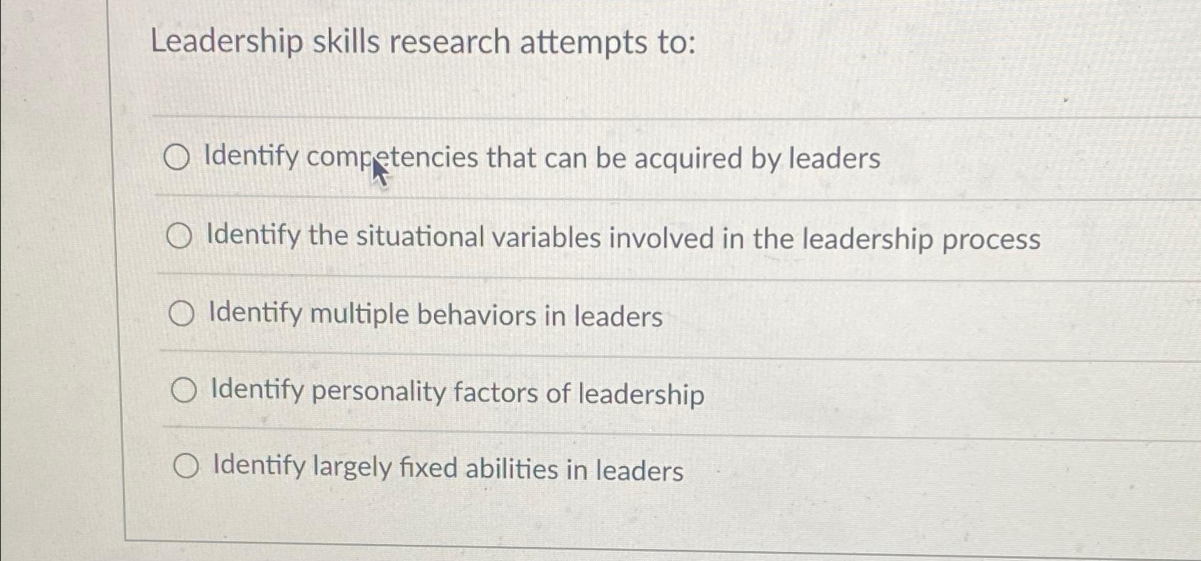 Solved Leadership skills research attempts toIdentify