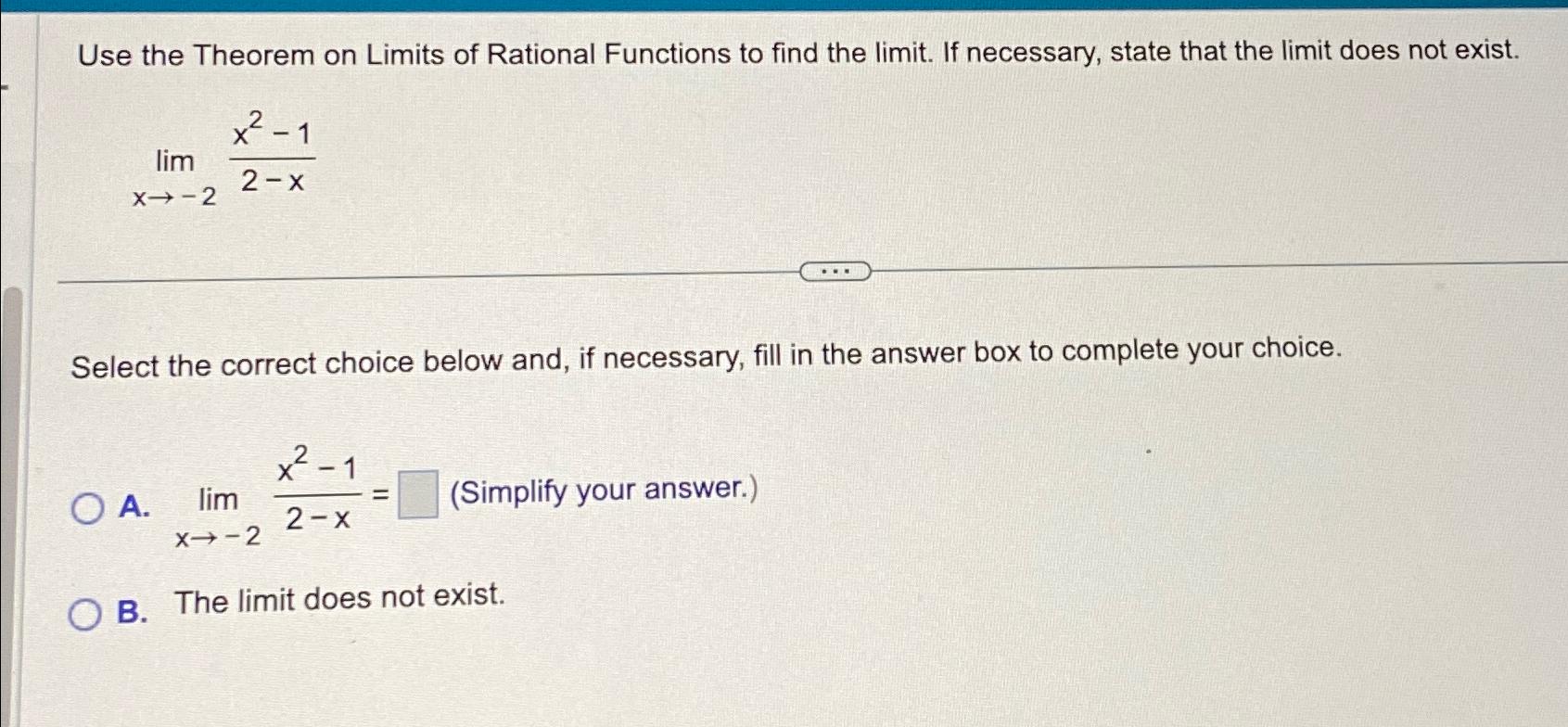 Solved Use the Theorem on Limits of Rational Functions to | Chegg.com