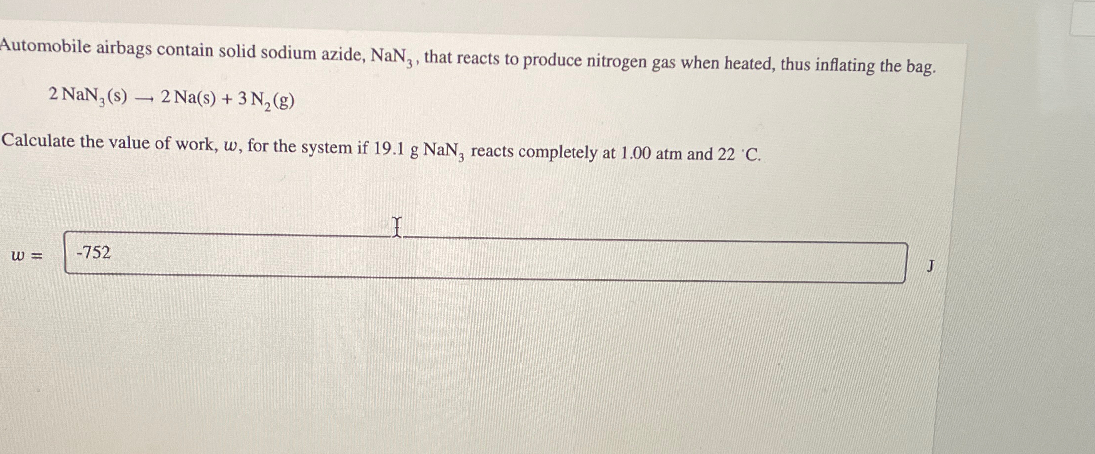 Solved automobile airbags contain solid sodium azide nan3 chegg