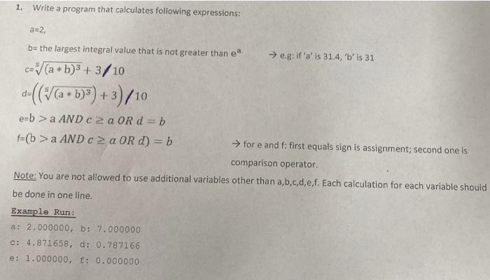 Solved 1. Write A Program That Calculates Following | Chegg.com