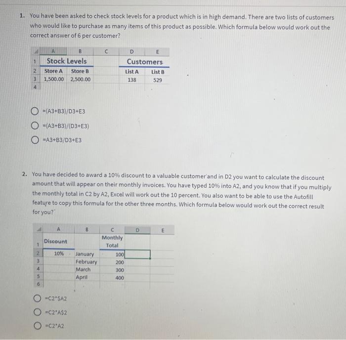 Solved You have been asked to check stock levels for a