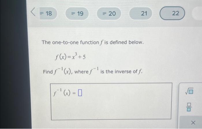 Solved The one-to-one function \\( f \\) is defined below. | Chegg.com