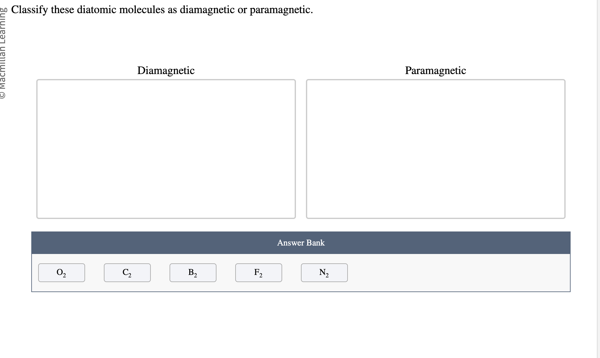 Solved 00 ﻿Classify these diatomic molecules as ﻿diamagnetic | Chegg.com