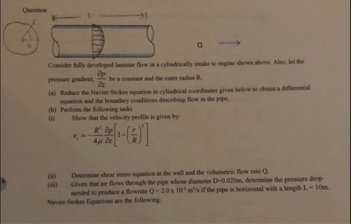 Solved Question Consider fully developed laminar flow in a | Chegg.com