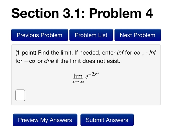 Solved Section 3.1: Problem 3 Previous Problem Problem List | Chegg.com