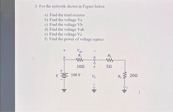 Solved 3- For The Network Shown In Figure Below A) Find The | Chegg.com