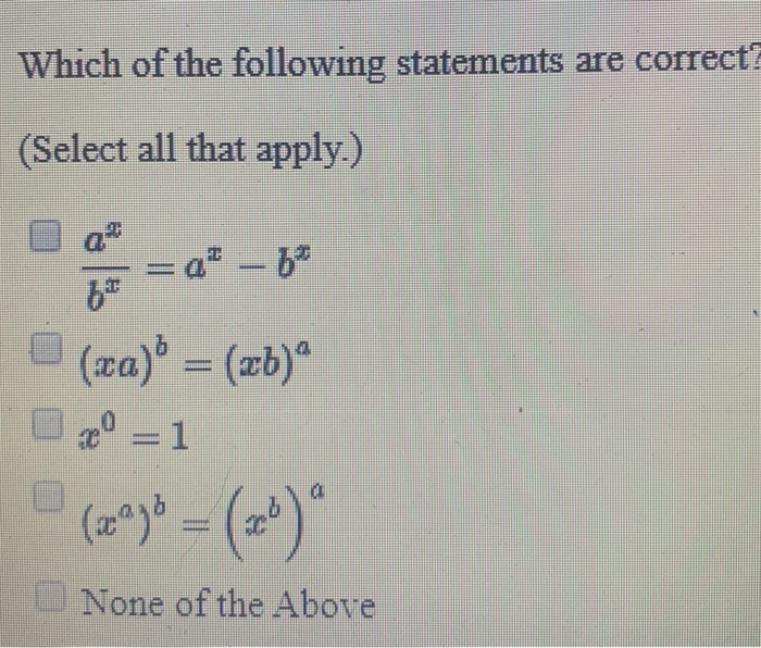 Solved Which Of The Following Statements Are Correct (Select | Chegg.com