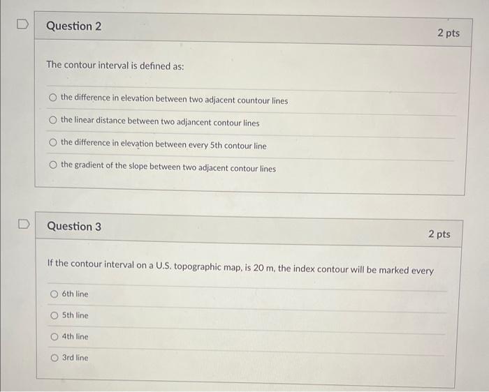 Solved The contour interval is defined as: the difference in | Chegg.com