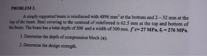 Solved PROBLEM 2. A simply supported beam is reinforced with | Chegg.com