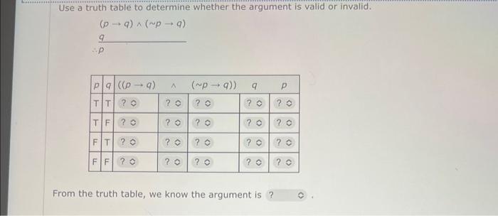 Solved (p→q)∧(∼p→q)pq From the truth table, we know the | Chegg.com