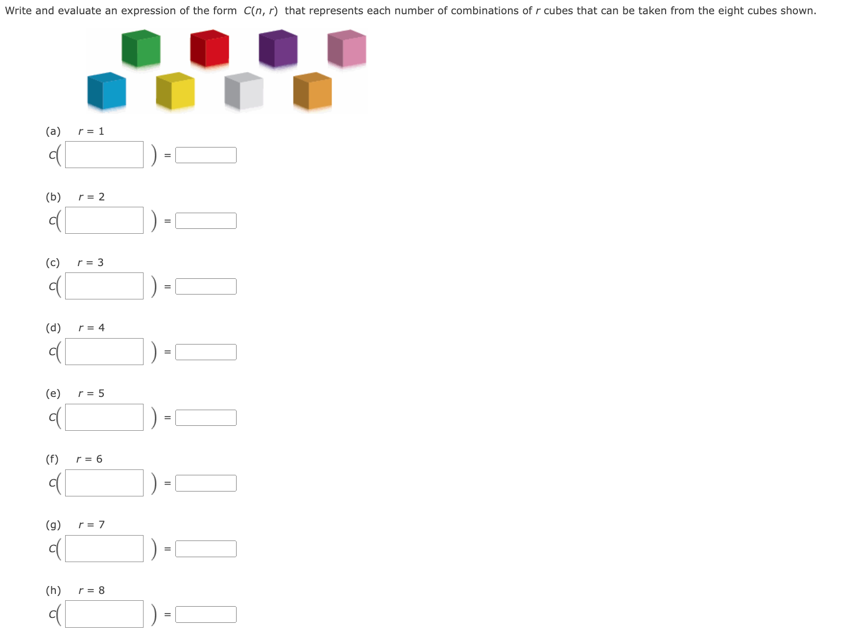 Cnr Math Problems Solved Write and evaluate an expression of the form C(n,r) | Chegg.com