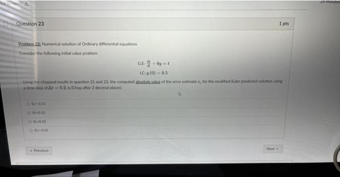 Solved Problem.22: Numerical Solution Of Ordinary | Chegg.com