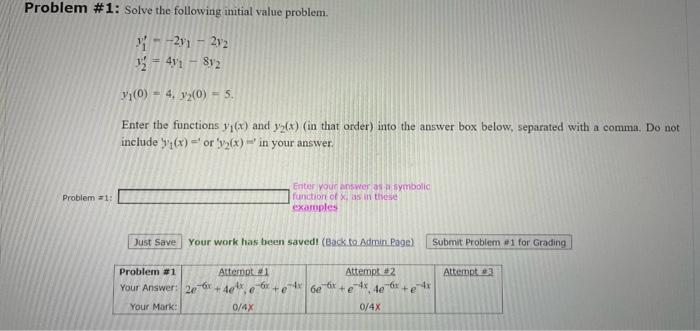 Solved Problem #1: Solve the following initial value | Chegg.com