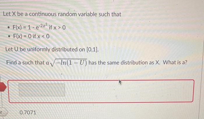 Solved Let X be a continuous random variable such that - | Chegg.com