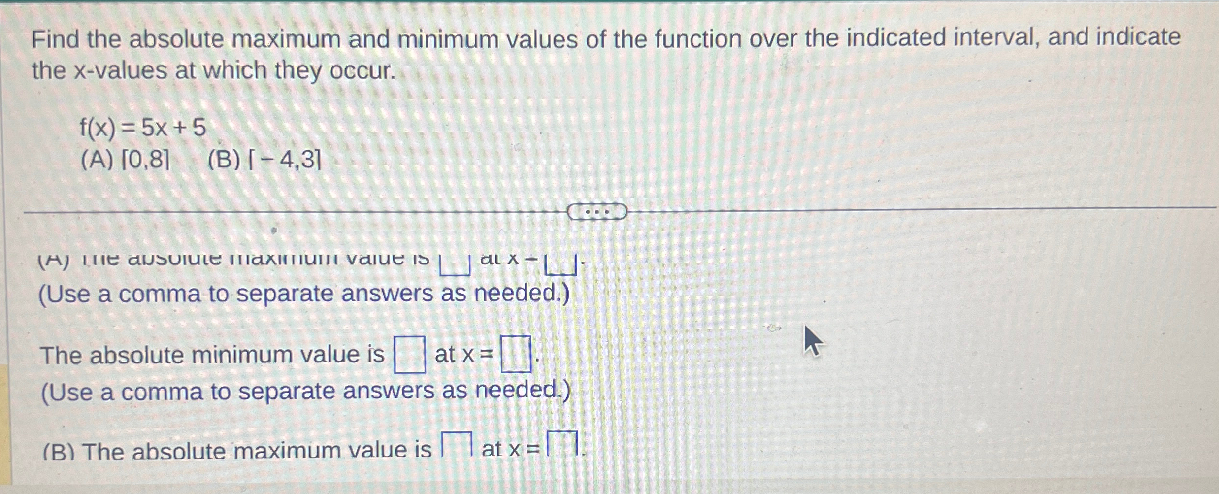 Solved Find the absolute maximum and minimum values of the | Chegg.com