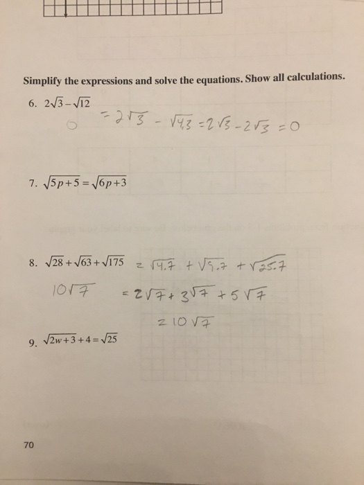 Solved Simplify the expressions and solve the equations. | Chegg.com