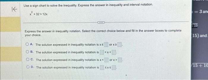 Solved Use a sign chart to solve the inequality. Express the | Chegg.com