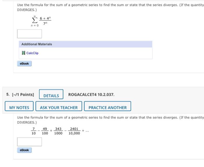 Solved Use the formula for the sum of a geometric series to | Chegg.com