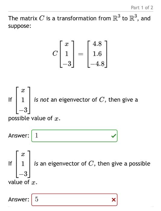 Solved The matrix C is a transformation from R3 to R3, and | Chegg.com