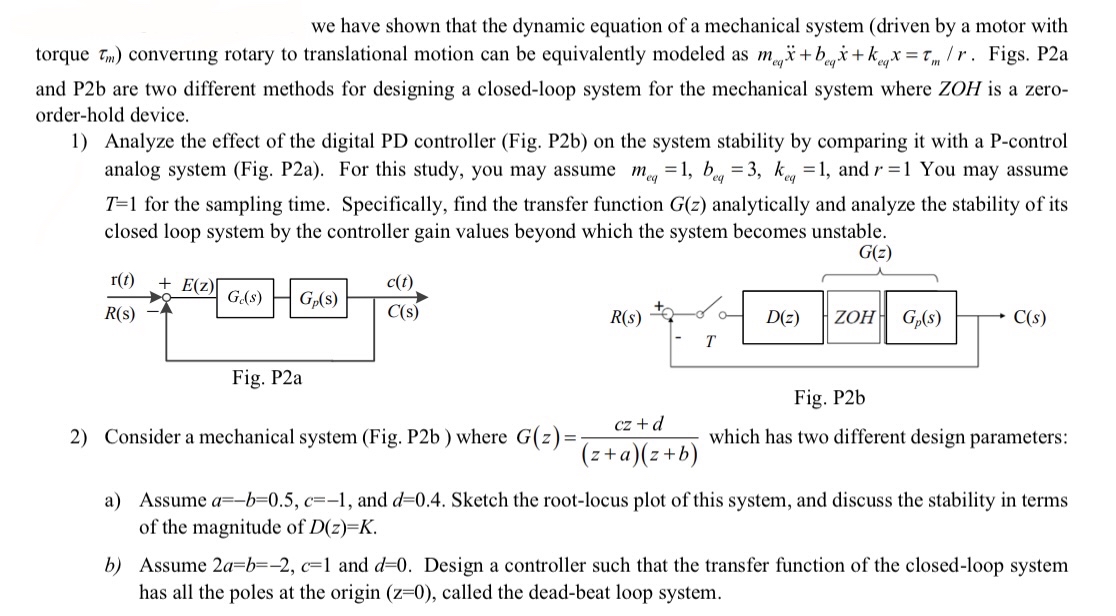 Solved we have shown that the dynamic equation of a | Chegg.com