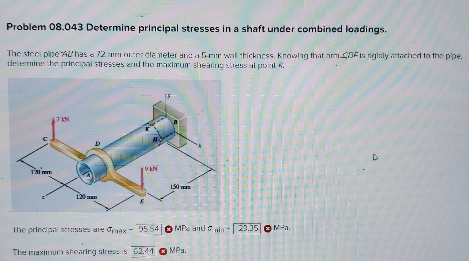 Solved Problem 08.043 Determine Principal Stresses In A | Chegg.com