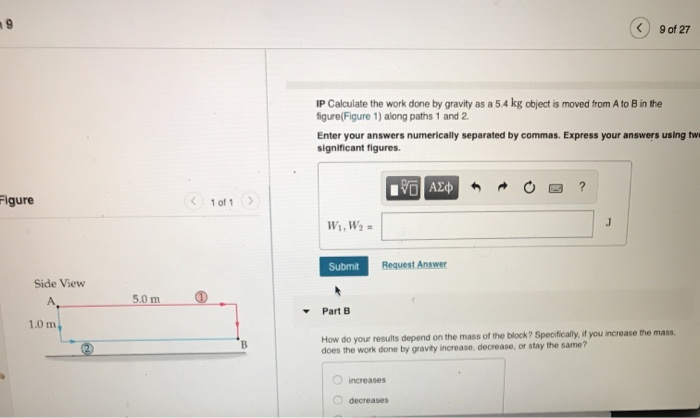 Solved 9 9 of 27 IP Calculate the work done by gravity as a | Chegg.com