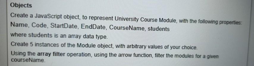 Solved Using the array filter operation, using the arrow | Chegg.com