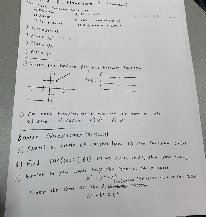 Solved or us 1: Homework each 1 (Functies) och to function | Chegg.com