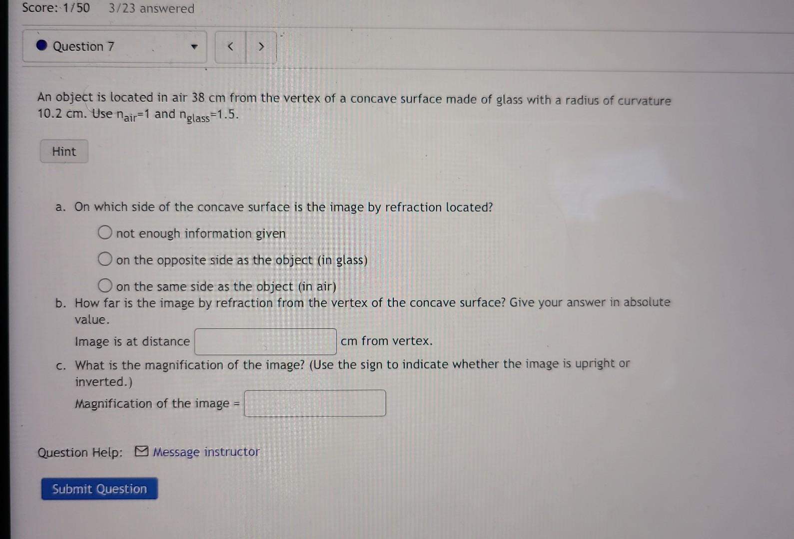 Solved An object is located in air 38 cm from the vertex of | Chegg.com