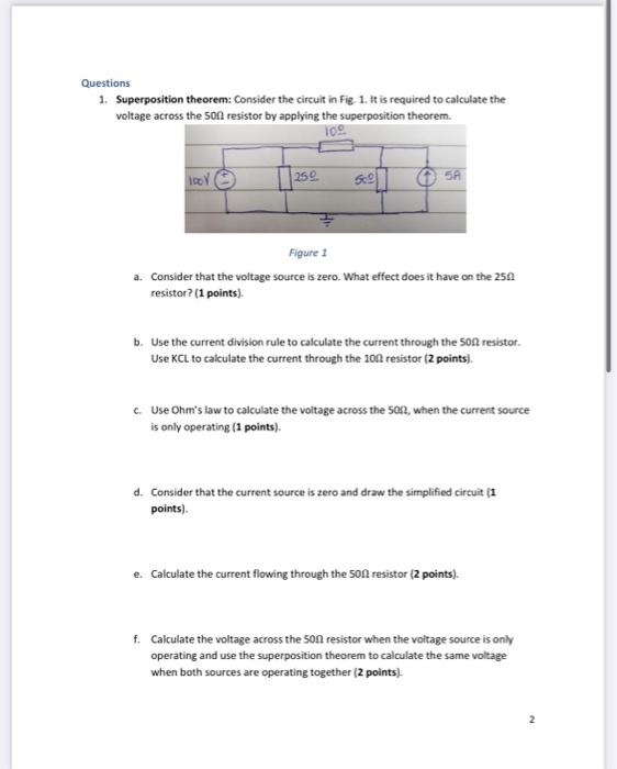 Solved Questions. 1. Superposition Theorem: Consider The | Chegg.com