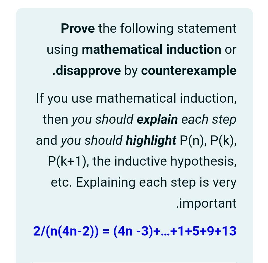 Solved Prove The Following Statement Using Mathematical