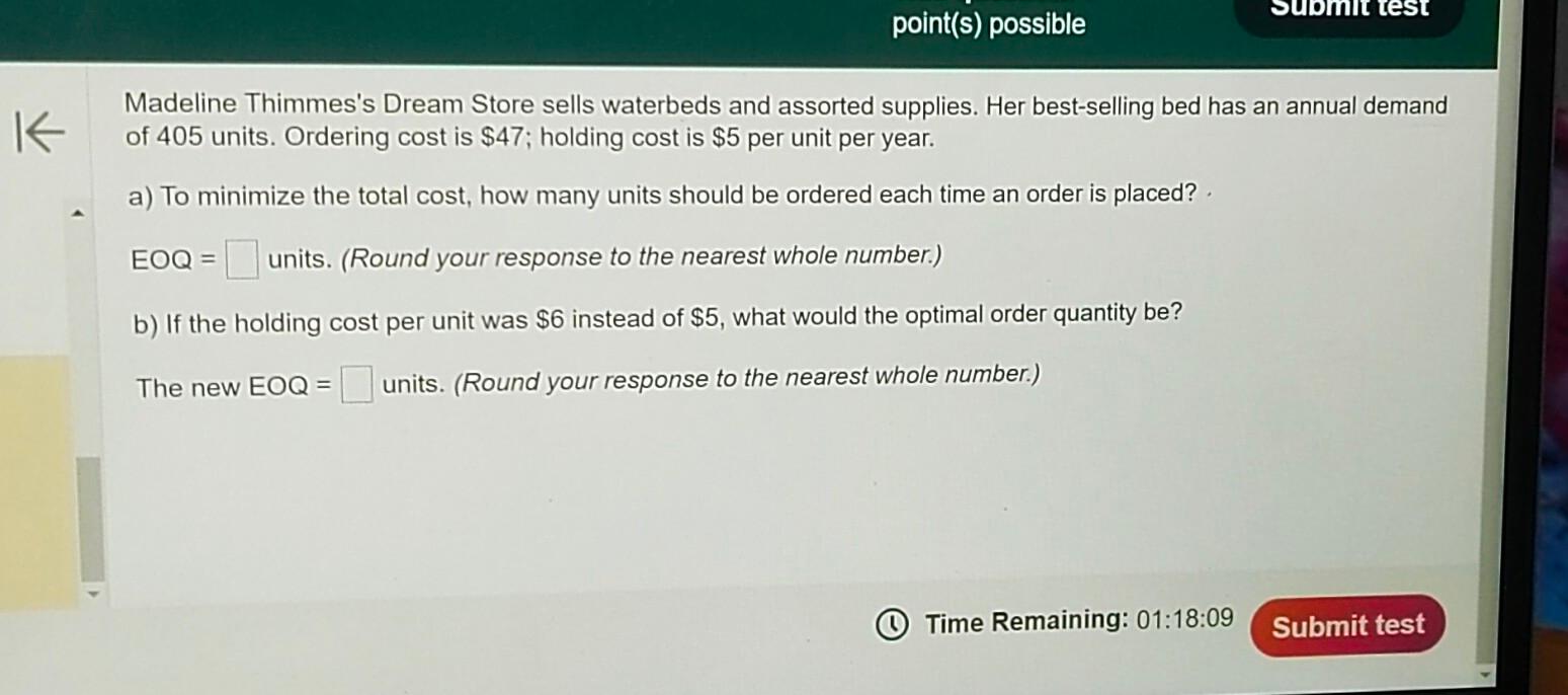 Solved Madeline Thimmes's Dream Store sells waterbeds and
