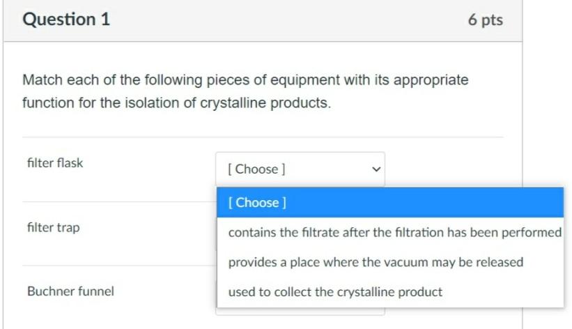 Solved Question 1 6 pts Match each of the following pieces | Chegg.com