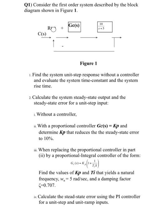 Solved Control Engineering Tutorial 5 Q1) Consider the first | Chegg.com